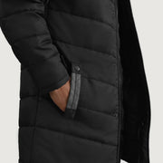 
Detailopname of Classic Collar & Zipper With Snap Button Placket Hardware on Moore Zwart Hooded Parka voor Heren