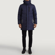 
Moore Blauw Hooded Parka voor Heren - Zijaanzicht met ergonomische mouwsnede
