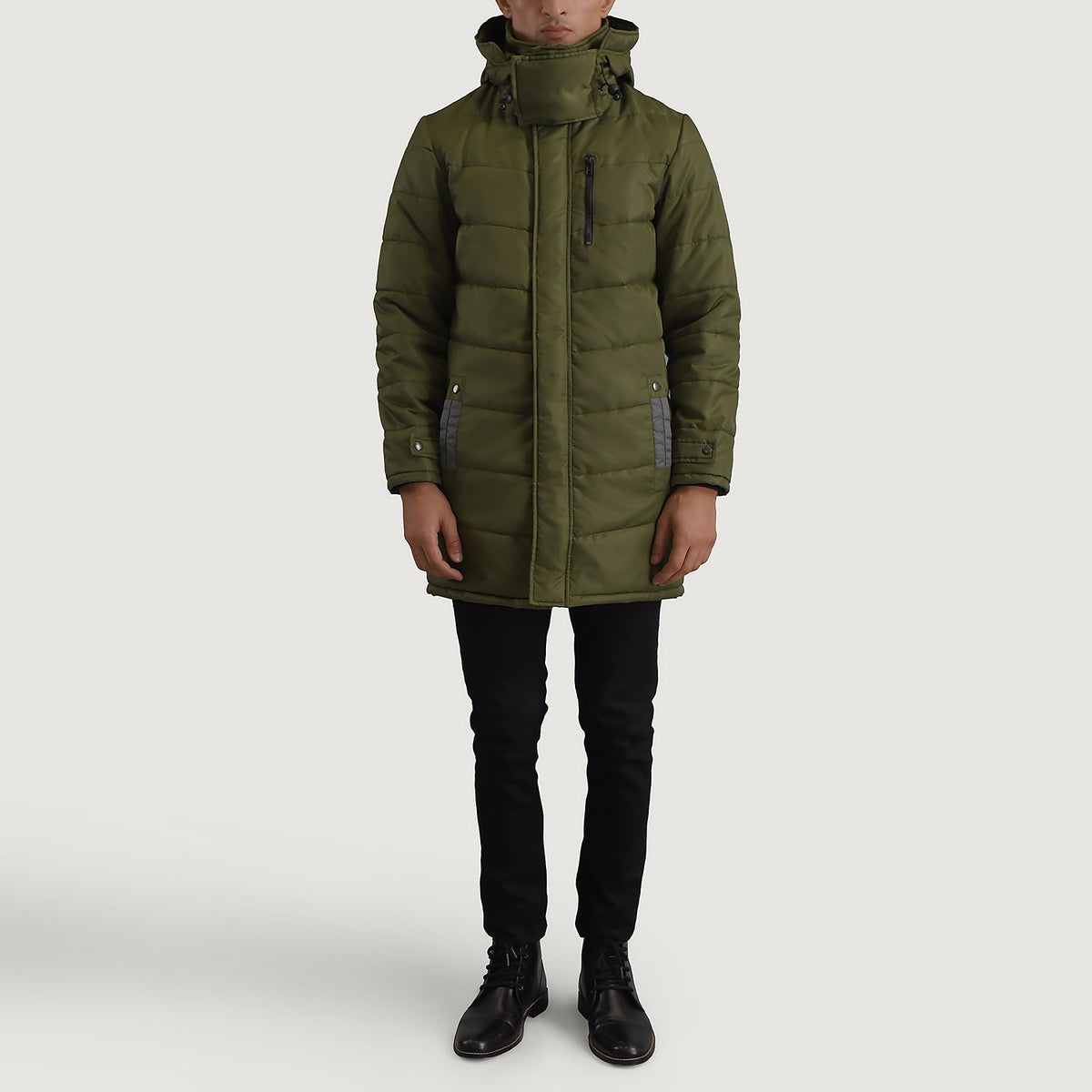 
Moore Groen Hooded Parka voor Heren - Zijaanzicht met ergonomische mouwsnede