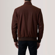 Close-Up Detail of Snap Button &amp; Zipper Hardware on Morrison Bruin Canvas Leren Bomberjack voor Heren For Men