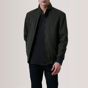 Morrison Olive Canvas Leren Bomberjack voor Heren For Men in Olive Waxed Cotton Canvas - Front Profile View &amp; Tailored Silhouette | Buy Online