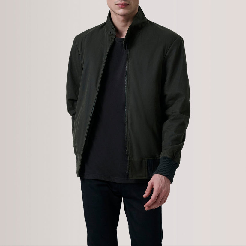Morrison Olive Canvas Leren Bomberjack voor Heren