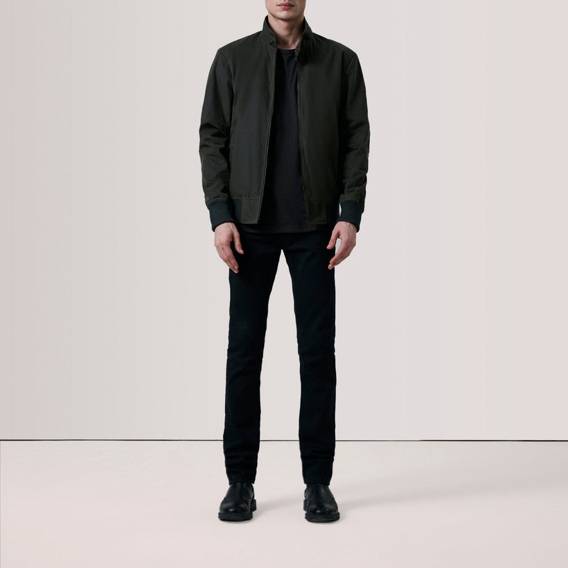 Morrison Olive Canvas Leren Bomberjack voor Heren