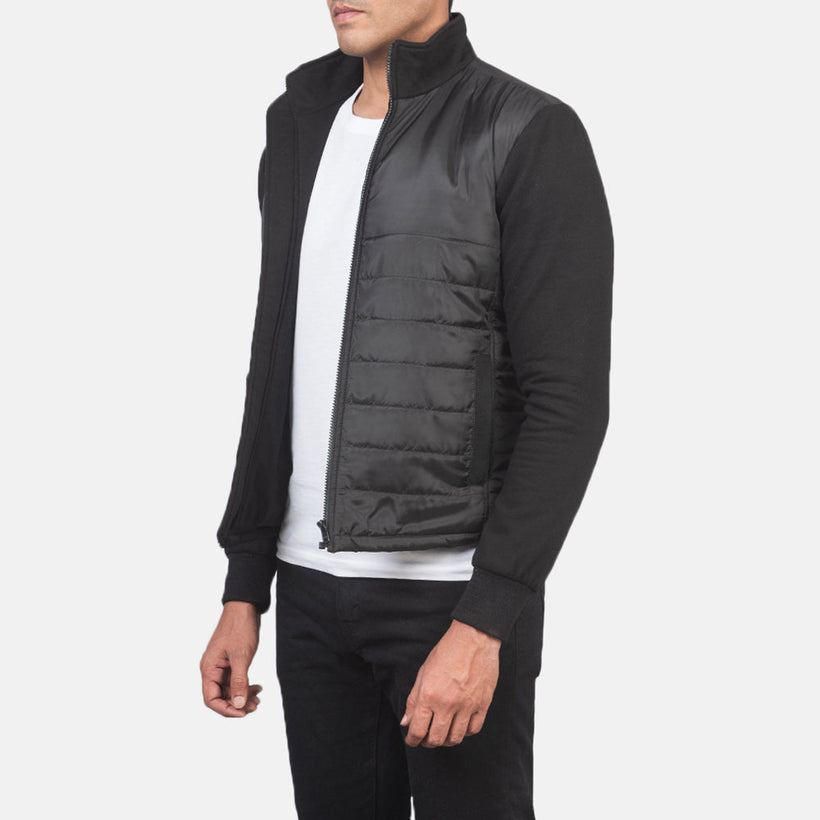 Nashville Gewatteerd Zwart Windbreaker Leren Jas voor Heren