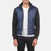 
Nashville Gewatteerd Blauw Windbreaker Leren Jas voor Heren in Blue & Black Nylon (Torso) &Amp; Knitted Fabric (Sleeves) - Vooraanzicht & getailleerd silhouet | Online kopen