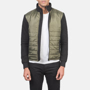 
Nashville Gewatteerd Groen Windbreaker Leren Jas voor Heren in Green & Black Nylon (Torso) &Amp; Knitted Fabric (Sleeves) - Vooraanzicht & getailleerd silhouet | Online kopen