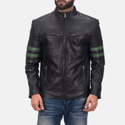 Night Trooper Leren Jas voor Heren in Black Cowhide Leather - Front Profile View &amp; Tailored Silhouette | Buy Online