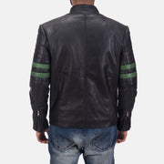 Close-Up Detail of Band &amp; Zipper Hardware on Night Trooper Leren Jas voor Heren