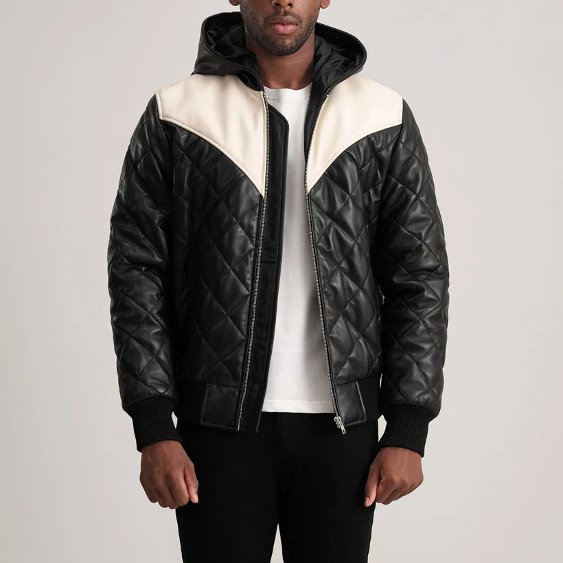 Norman Leren Jas Lichtbruin Puffer Leren Jas voor Heren