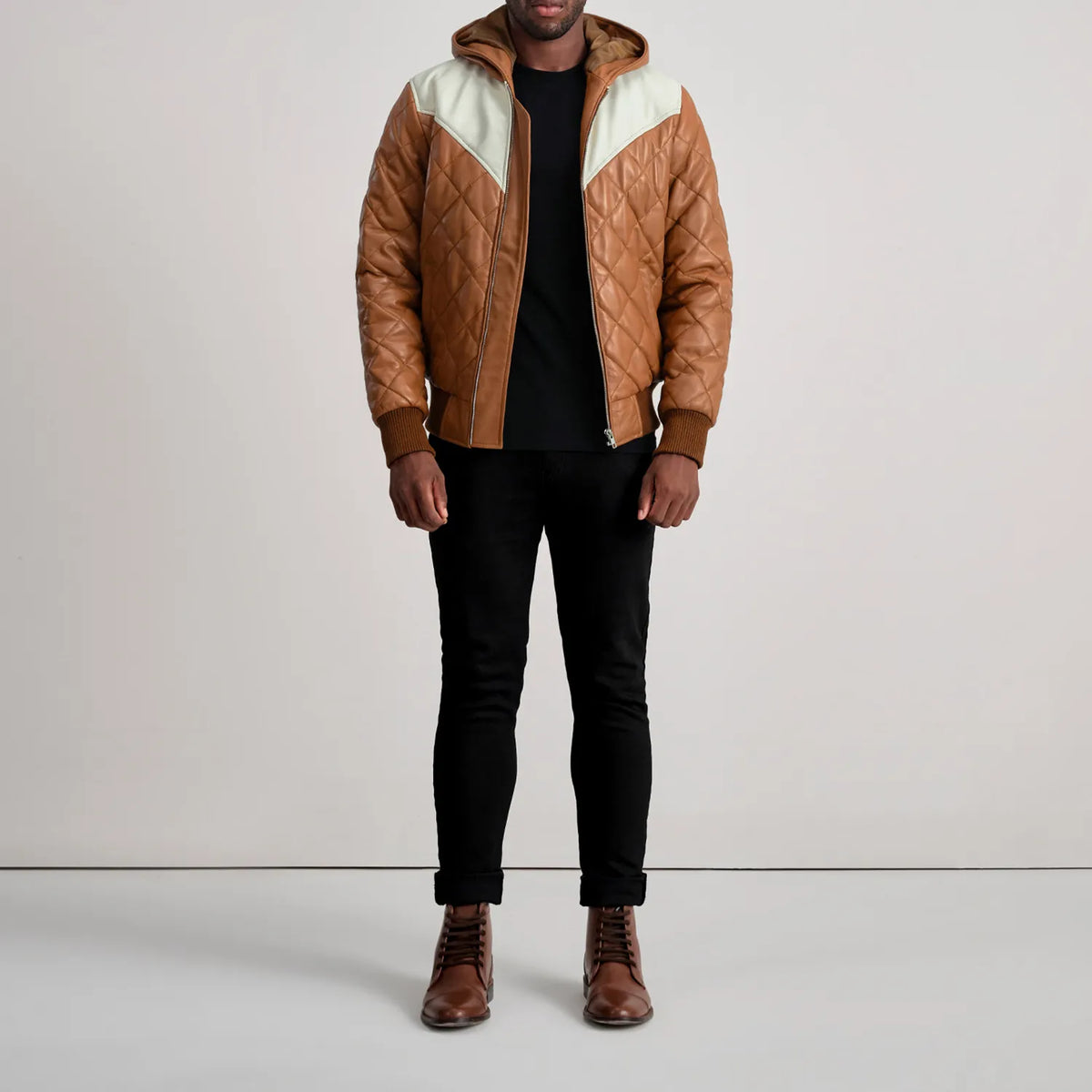 
Norman Leren Jas Lichtbruin Puffer Leren Jas voor Heren – alternate product view 3