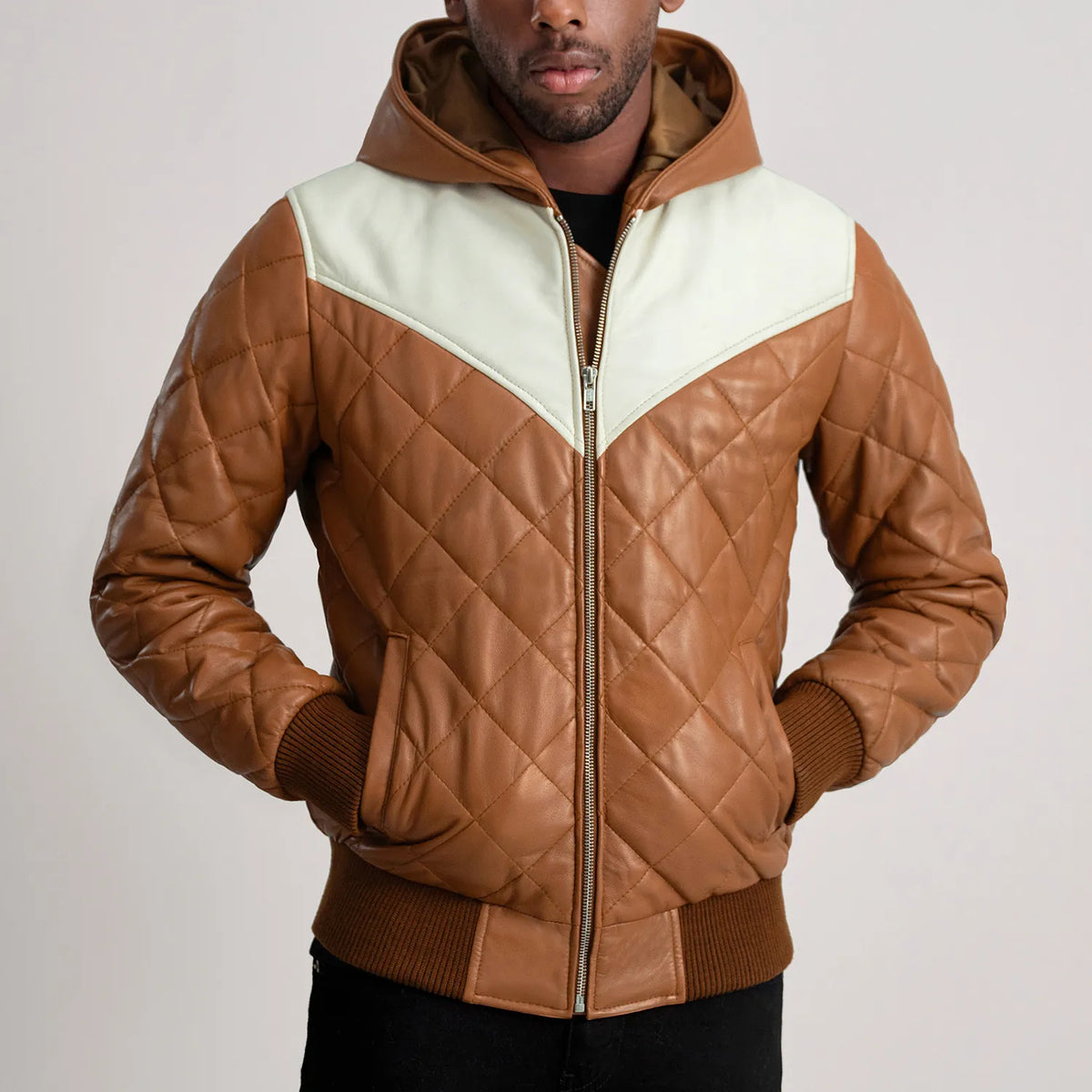 
Norman Leren Jas Lichtbruin Puffer Leren Jas voor Heren – alternate product view 4