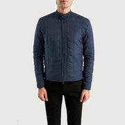 Men's Nyle Gewatteerd Windbreaker Leren Jas voor Heren - Lateral Side Profile View Showing Sleeve Cut &amp; Athletic Taper Fit