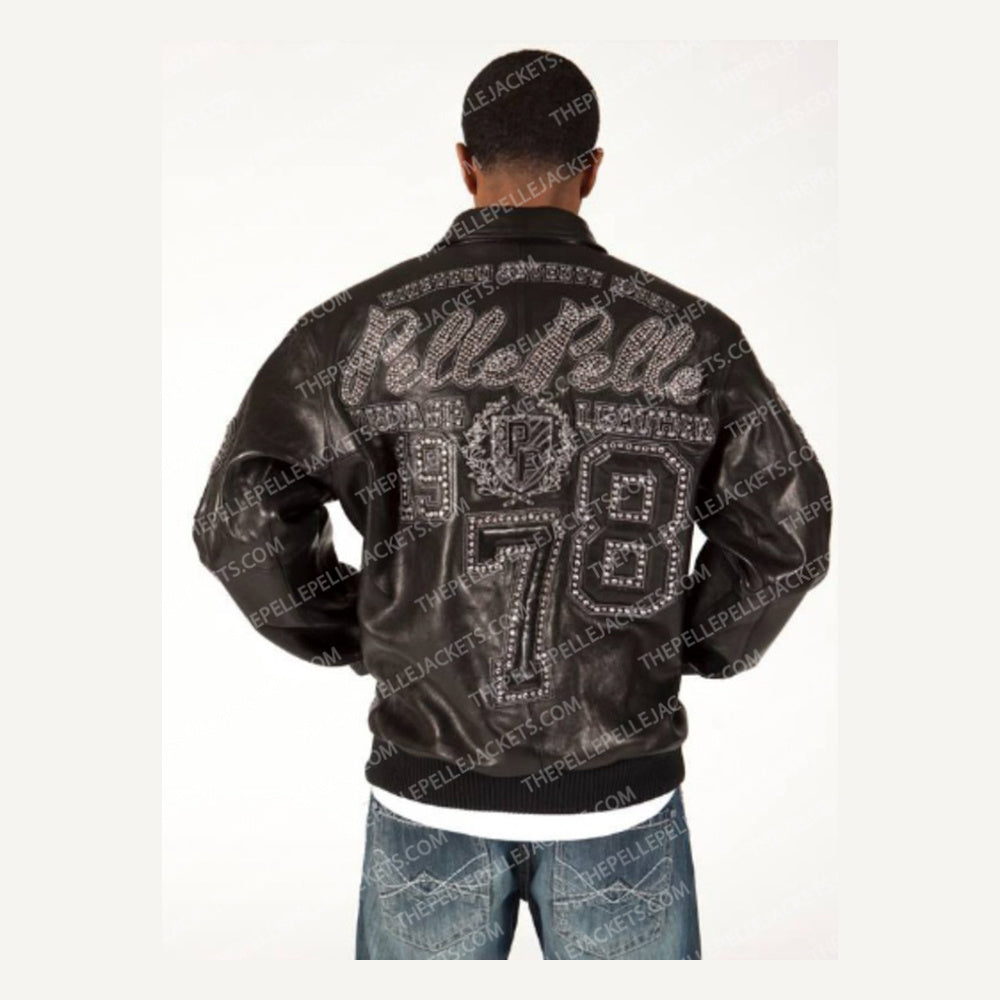 
Encrusted Varsity Leren Jas voor Dames