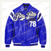 
Encrusted Varsity Leren Jas (Navy) voor Dames