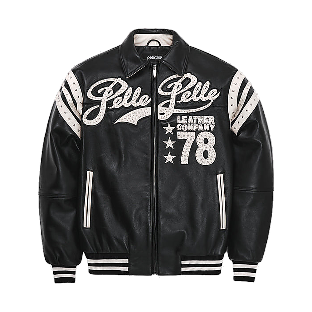 
Encrusted Varsity Leren Jas voor Dames