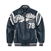 
Encrusted Varsity Leren Jas (Navy) voor Dames