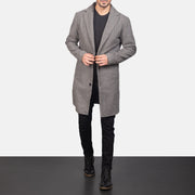 
Petrillo Grey Wool Single Breasted Leren Jas voor Heren in Grey Synthetic Wool - Vooraanzicht & getailleerd silhouet | Online kopen