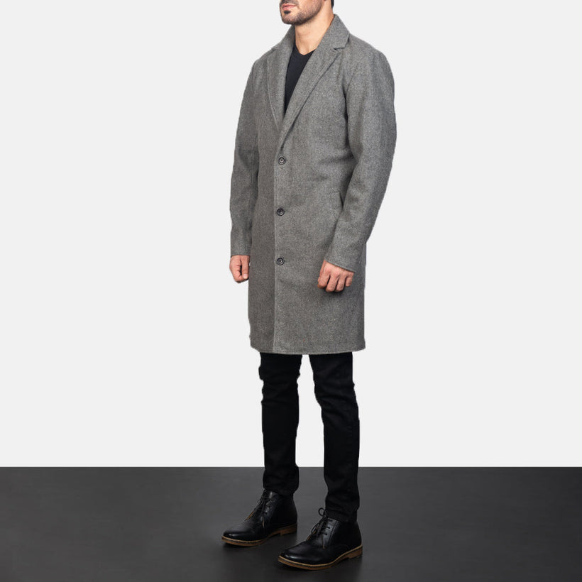 Petrillo Grey Wool Single Breasted Leren Jas voor Heren