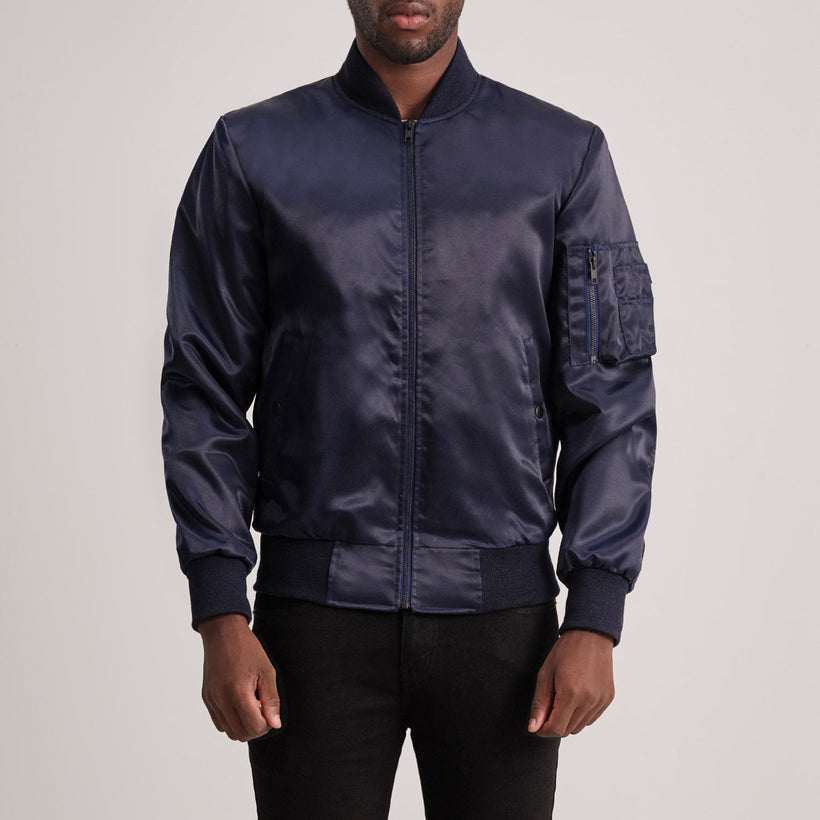 Quinton MA-1 Blauw Leren Bomberjack voor Heren