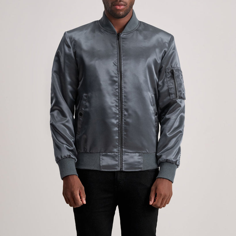 Quinton MA-1 Grey Leren Bomberjack voor Heren