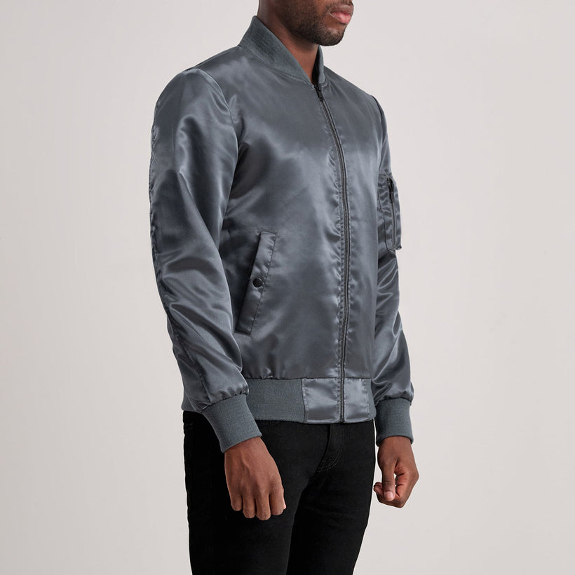 Quinton MA-1 Grey Leren Bomberjack voor Heren