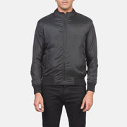 Close-Up Detail of Band &amp; Zipper with wind flap Hardware on Men's Ramon Zwart Leren Bomberjack voor Heren