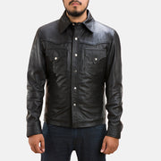 
Black Sheepskin leather Jacket - Achteraanzicht met getailleerde schouders & strakke zoom