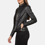 Rave Bruin Leren Bikerjack voor Dames – alternate product view 3