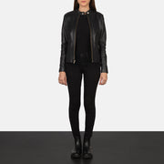 Rave Bruin Leren Bikerjack voor Dames – alternate product view 4