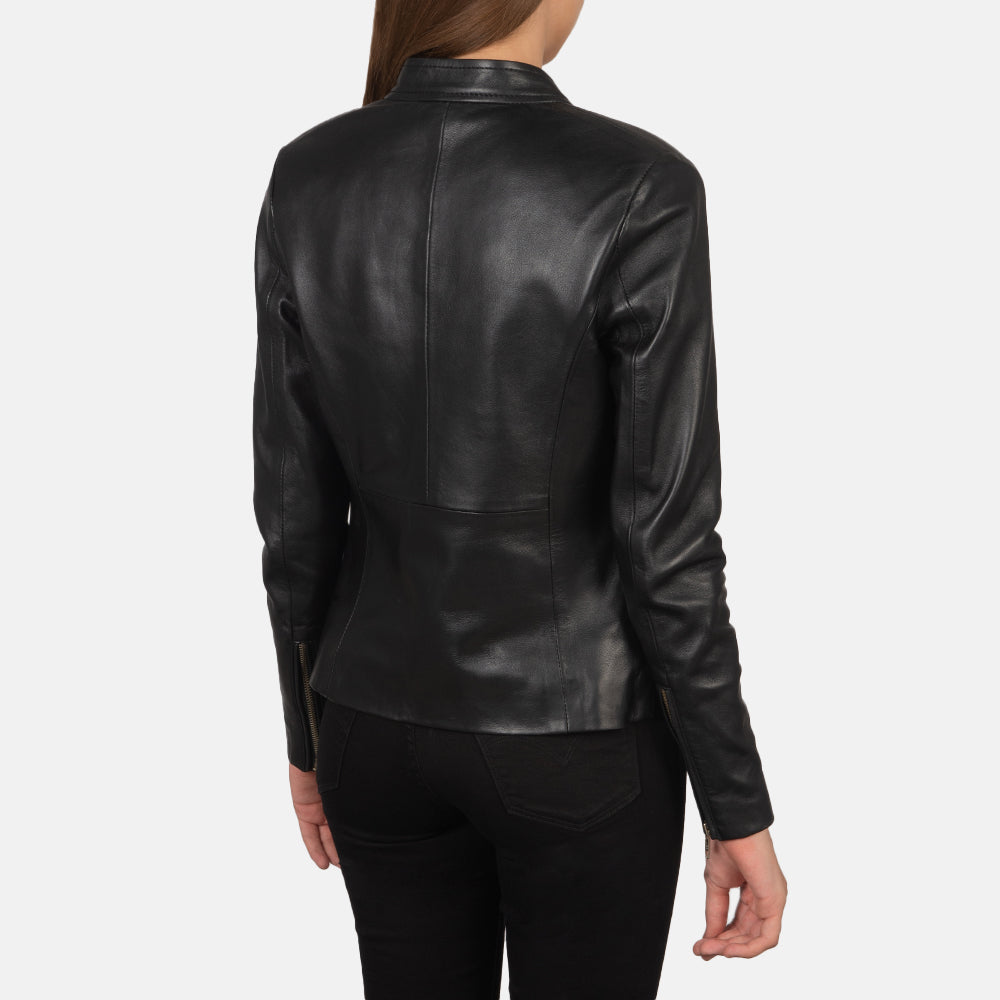 Rave Bruin Leren Bikerjack voor Dames – alternate product view 5