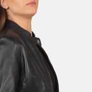 Rave Bruin Leren Bikerjack voor Dames – alternate product view 6