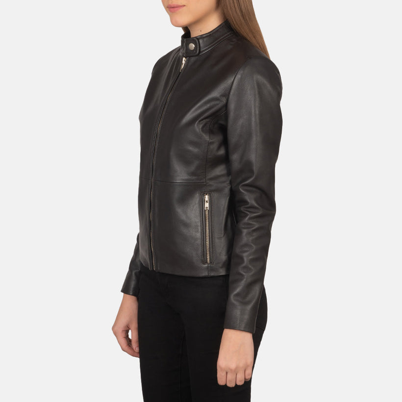Rave Bruin Leren Bikerjack voor Dames
