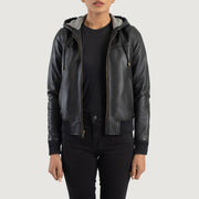 
Rebella Hooded Leren Bomberjack voor Dames – alternate product view 1