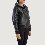 
Rebella Hooded Leren Bomberjack voor Dames – alternate product view 2