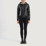
Rebella Hooded Leren Bomberjack voor Dames – alternate product view 3