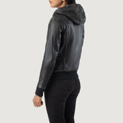 
Rebella Hooded Leren Bomberjack voor Dames – alternate product view 5