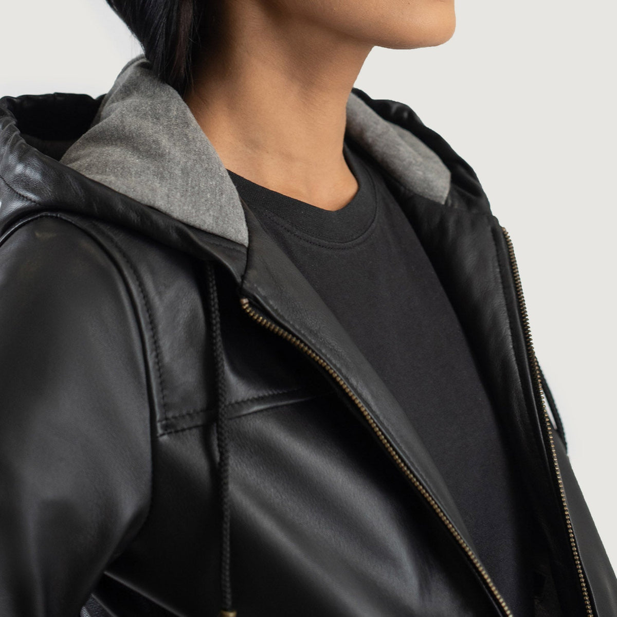 
Rebella Hooded Leren Bomberjack voor Dames – alternate product view 6