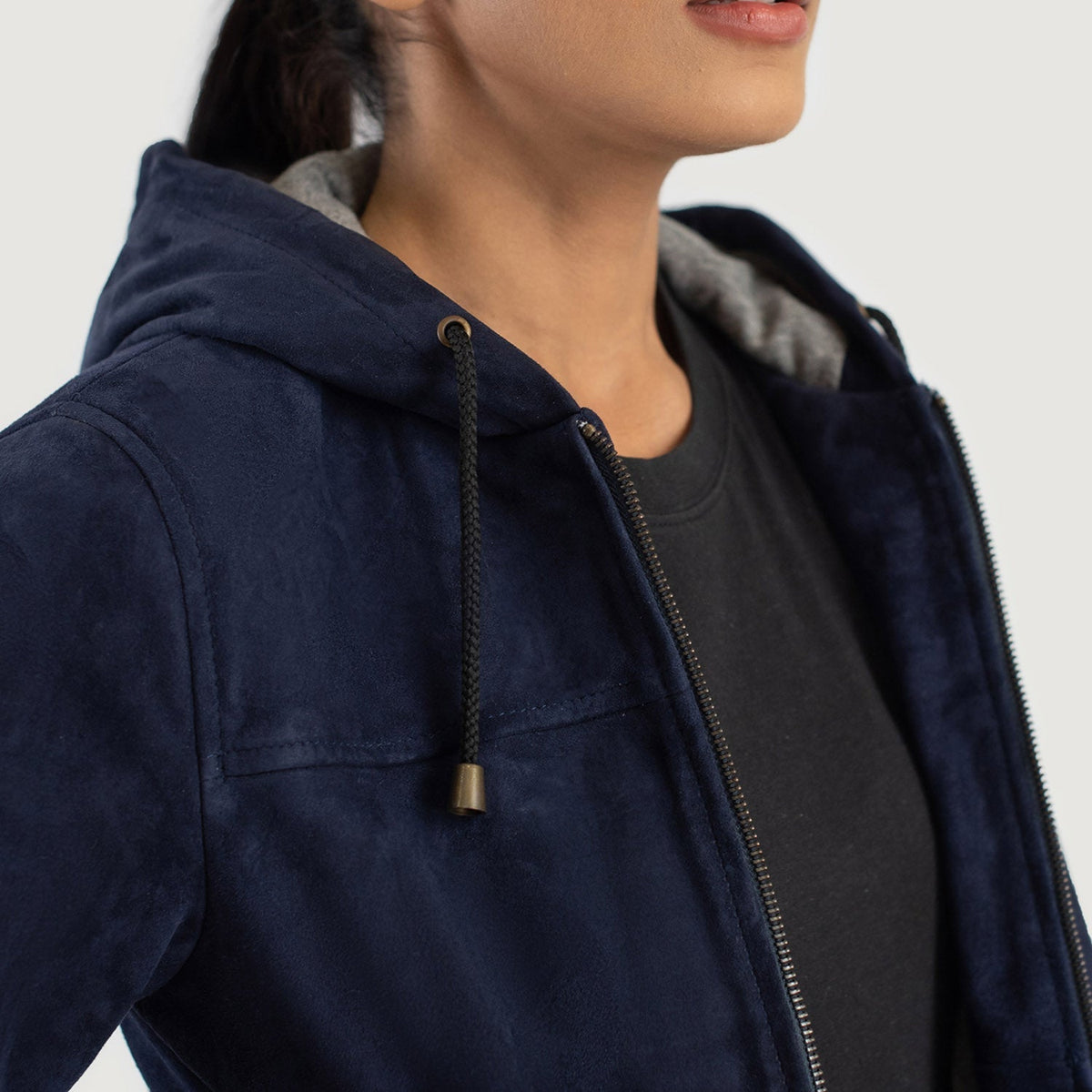 
Rebella Hooded Leren Bomberjack voor Dames – alternate product view 6