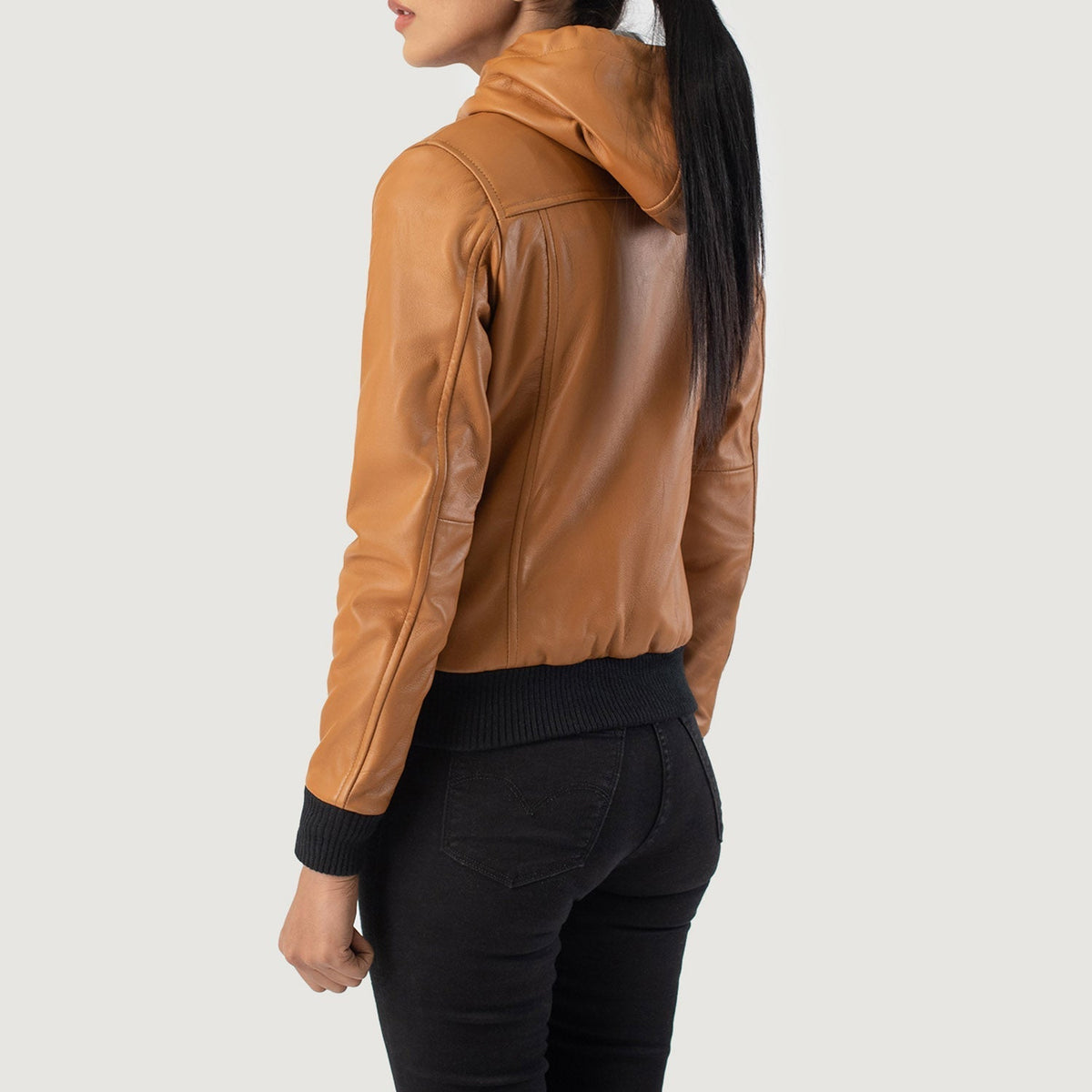 
Rebella Hooded Leren Bomberjack voor Dames – alternate product view 5