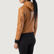 
Rebella Hooded Leren Bomberjack voor Dames – alternate product view 5