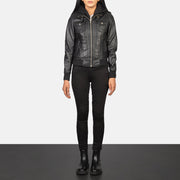 
Roslyn Hooded Leren Bomberjack voor Dames – alternate product view 3