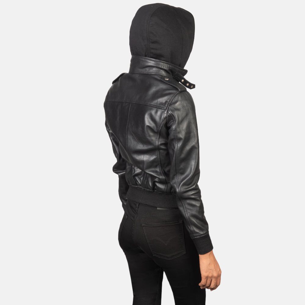 
Roslyn Hooded Leren Bomberjack voor Dames – alternate product view 5