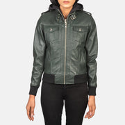 
Roslyn Hooded Leren Bomberjack voor Dames – alternate product view 4