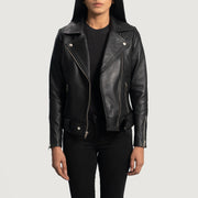 
Ambachtelijke zoomafwerking op Rumy Maroon Leather Biker Jacket