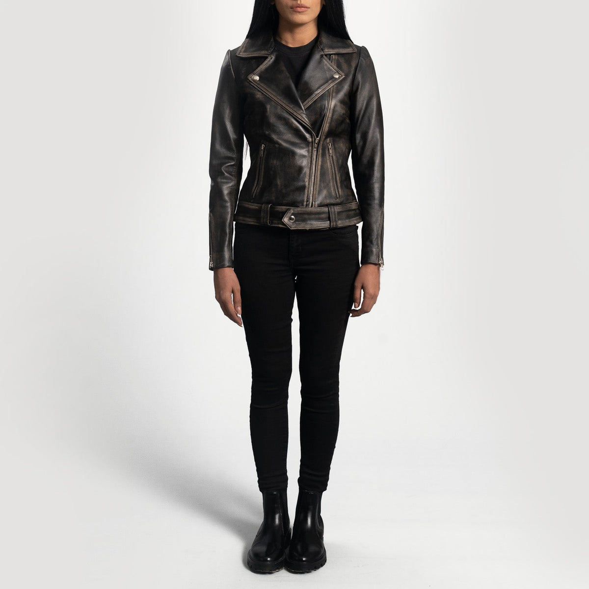 
Rumy Kastanjebruin Leren Bikerjack voor Dames – alternate product view 3