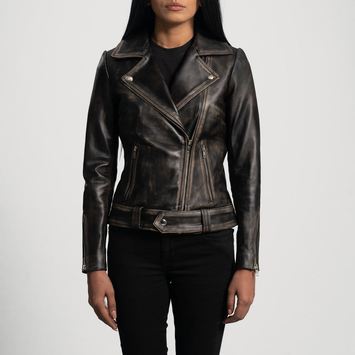 
Rumy Kastanjebruin Leren Bikerjack voor Dames – alternate product view 4