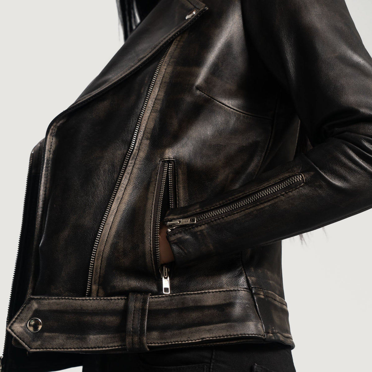 
Rumy Kastanjebruin Leren Bikerjack voor Dames – alternate product view 6