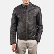 Rustic Leren Bikerjack voor Heren – alternate product view 3