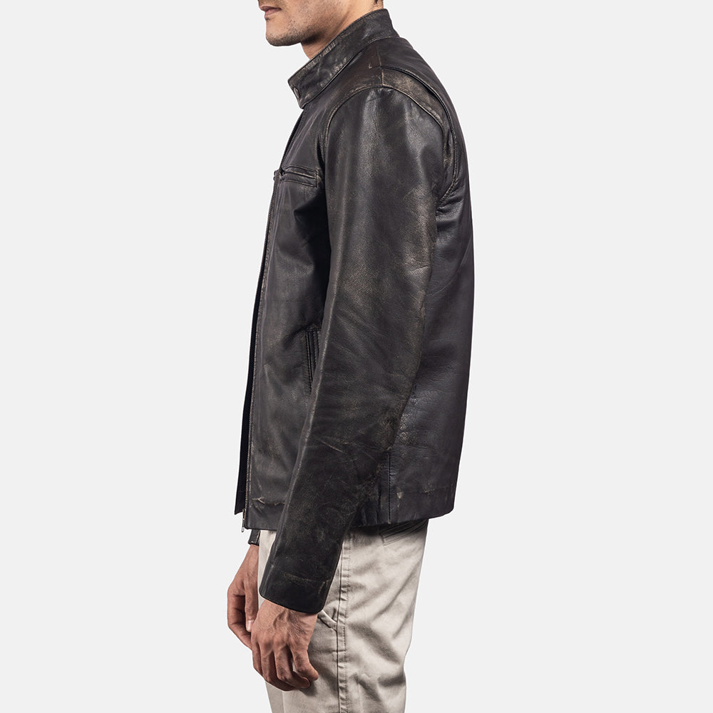 Rustic Leren Bikerjack voor Heren – alternate product view 4