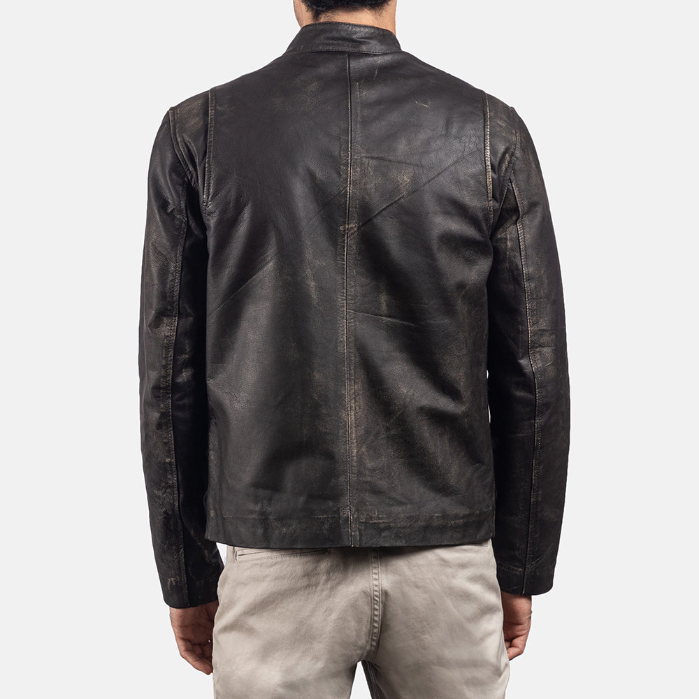 Rustic Leren Bikerjack voor Heren – alternate product view 5
